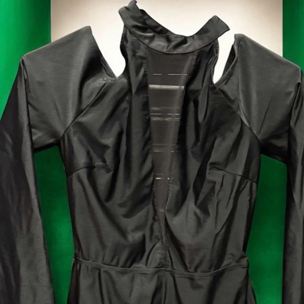 Oh yes Black Long Sleeve Bodysuit with sheer front MEDIUM